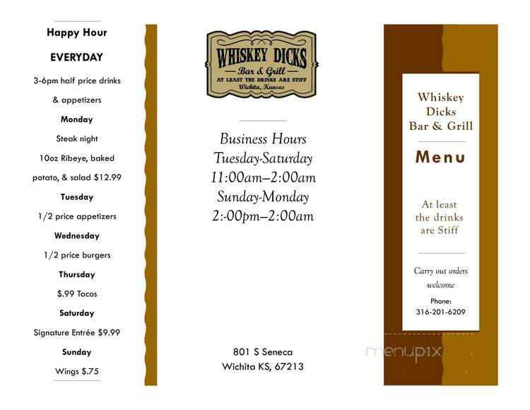 Whiskey Dick's Bar and Grill - Wichita, KS menu_pic