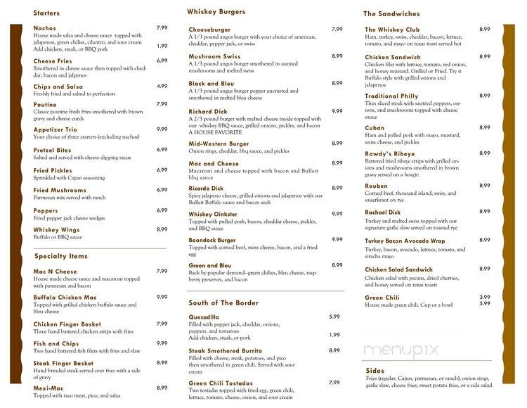 Whiskey Dick's Bar and Grill - Wichita, KS menu_pic