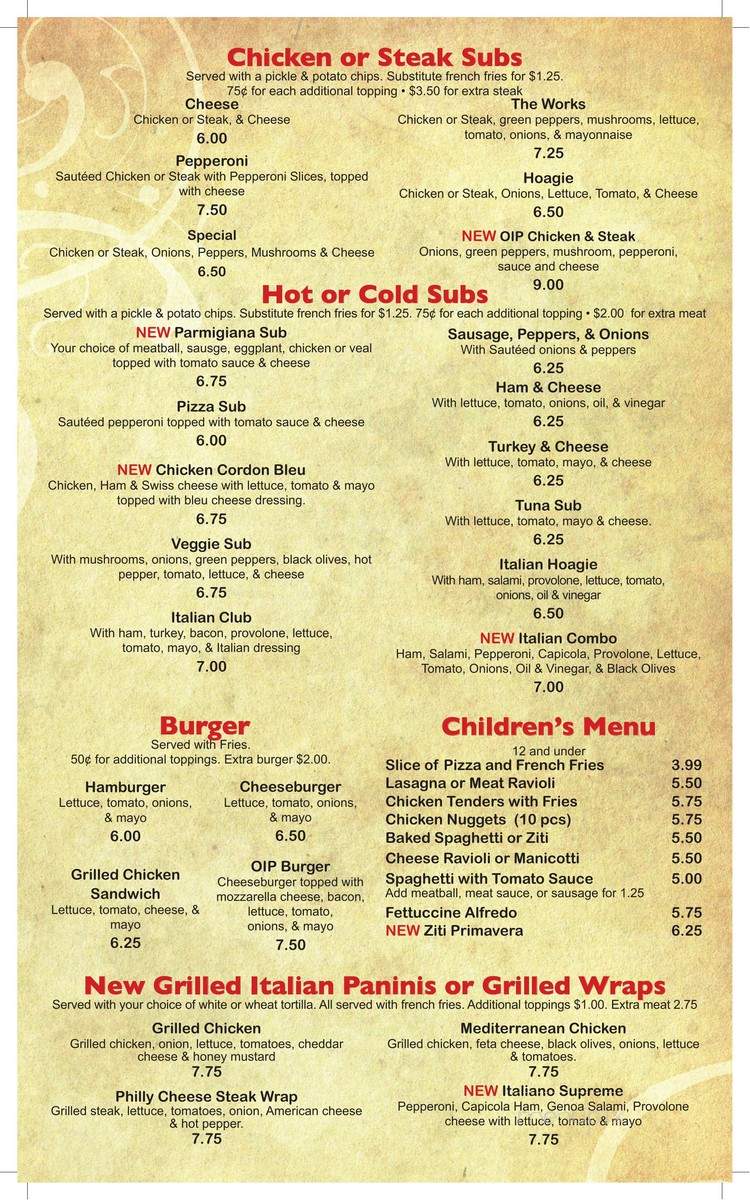 Original Italian Pizza - Madison Heights, VA menu_pic