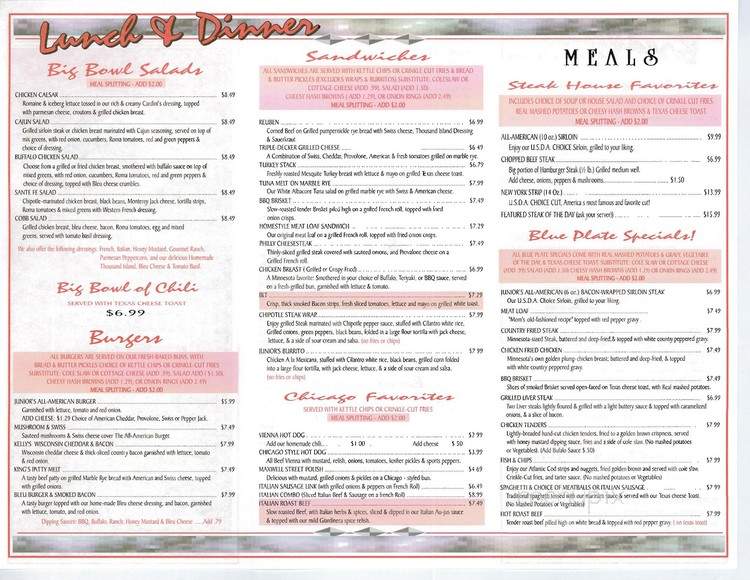 Junior's Cafe & Grill - Eagan, MN menu_pic