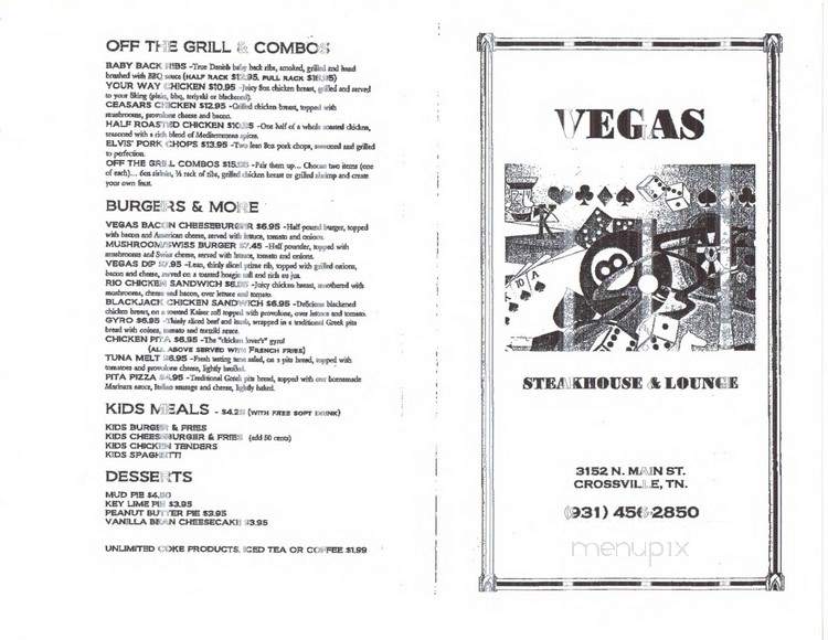 Vegas Steakhouse & Lounge - Crossville, TN menu_pic