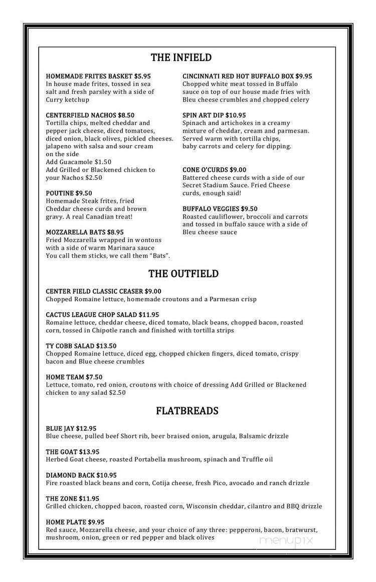 Center Fields Sports Bar and Grill - Milwaukee, WI menu_pic