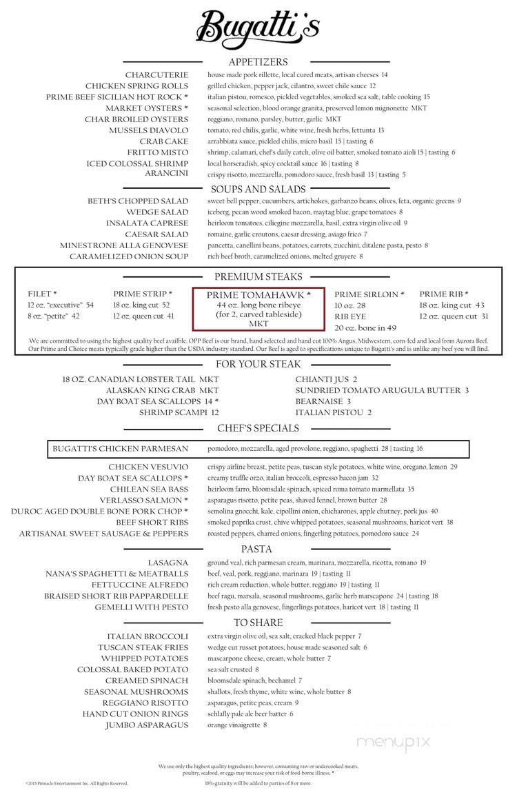Bugatti's Steak Pasta - Saint Charles, MO menu_pic