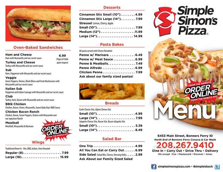 Simple Simons - Bonners Ferry, ID menu_pic