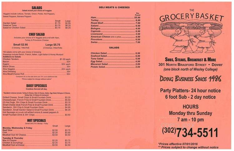 Grocery Basket - Dover, DE menu_pic