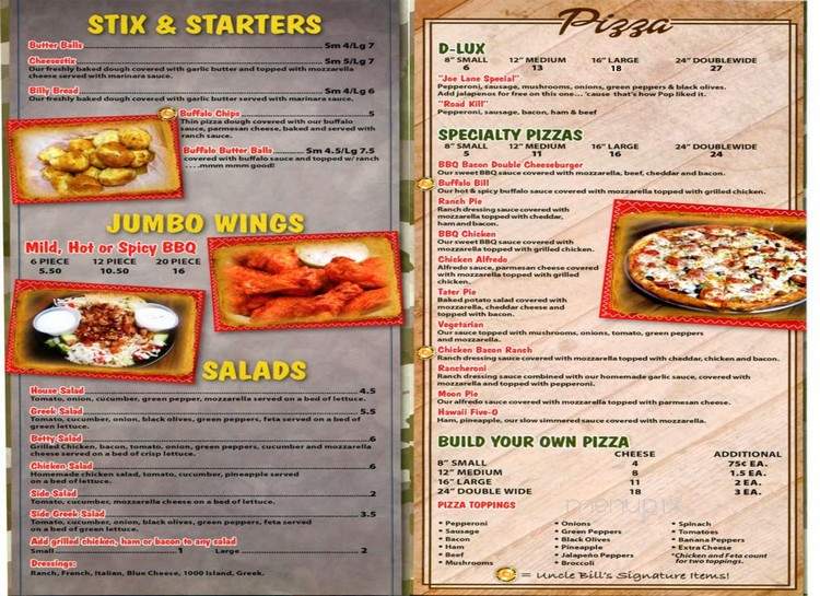 Uncle Bill's Pizzeria - Bainbridge, GA menu_pic