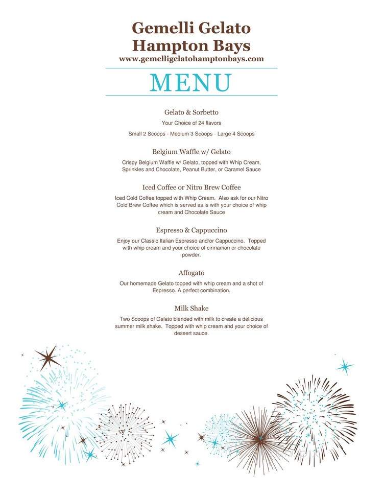 Gemelli Gelato - Hampton Bays, NY menu_pic