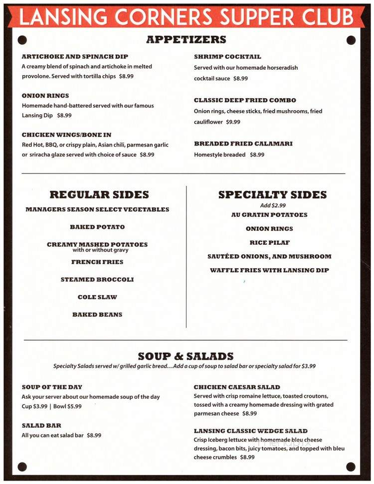 Lansing Corners Bar and Grill - Austin, MN menu_pic