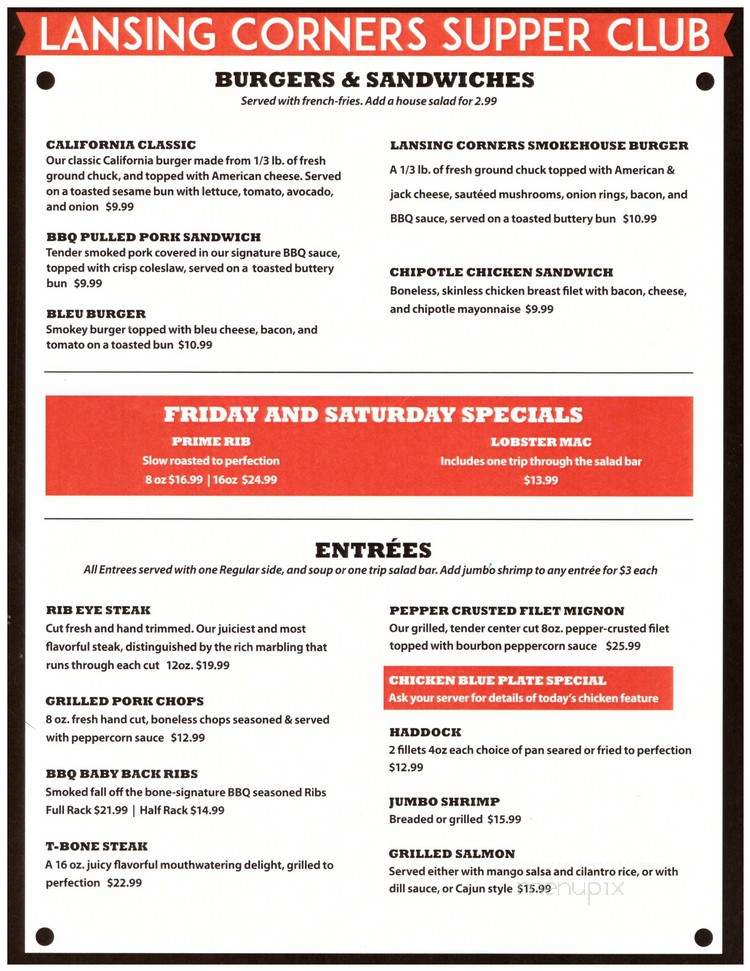 Lansing Corners Bar and Grill - Austin, MN menu_pic