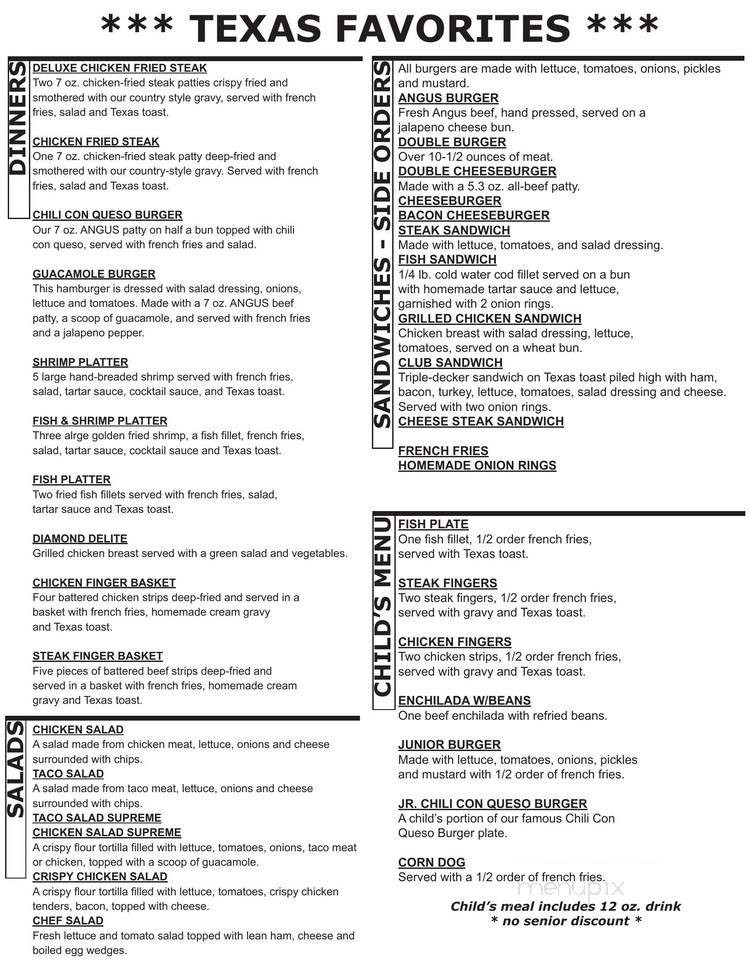 Diamond S Restaurant - Brazoria, TX menu_pic