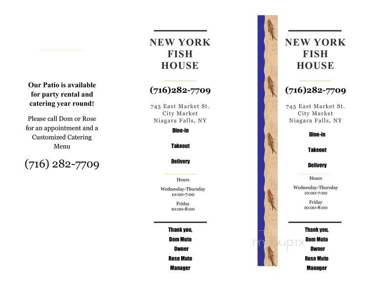 New York Fish House - Niagara Falls, NY menu_pic