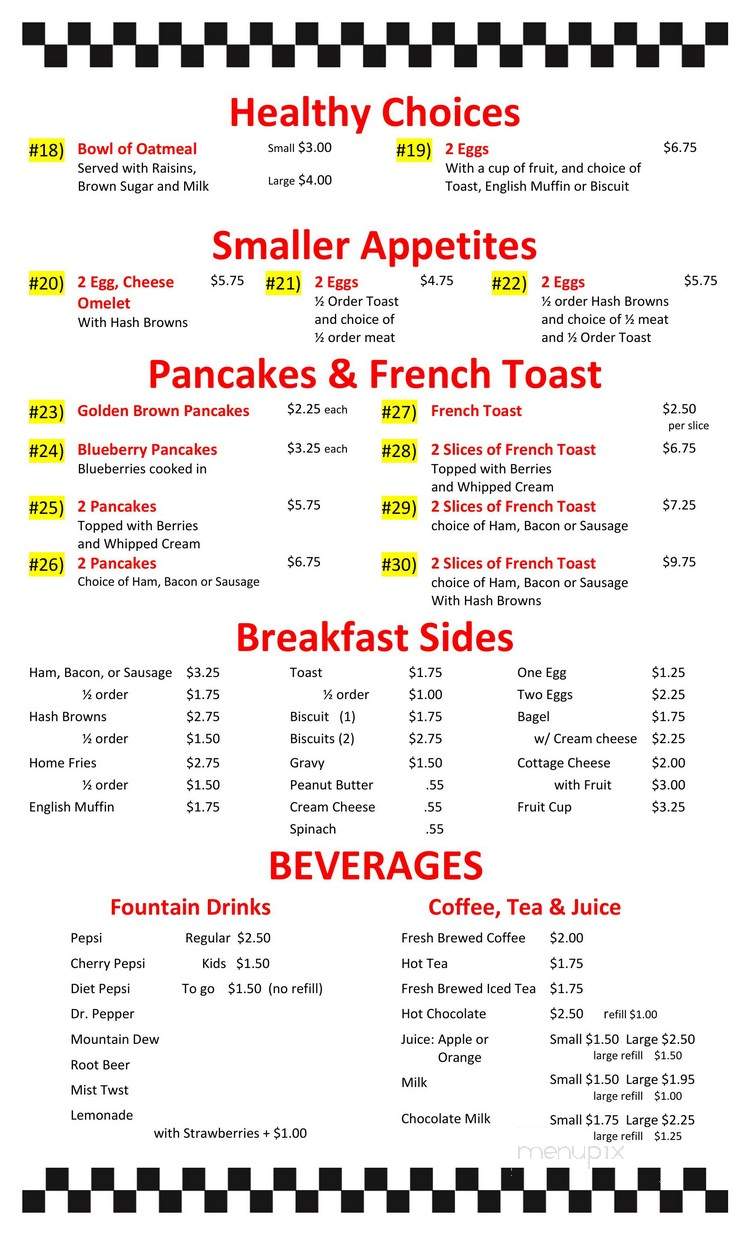 Joe's Diner - Creswell, OR menu_pic