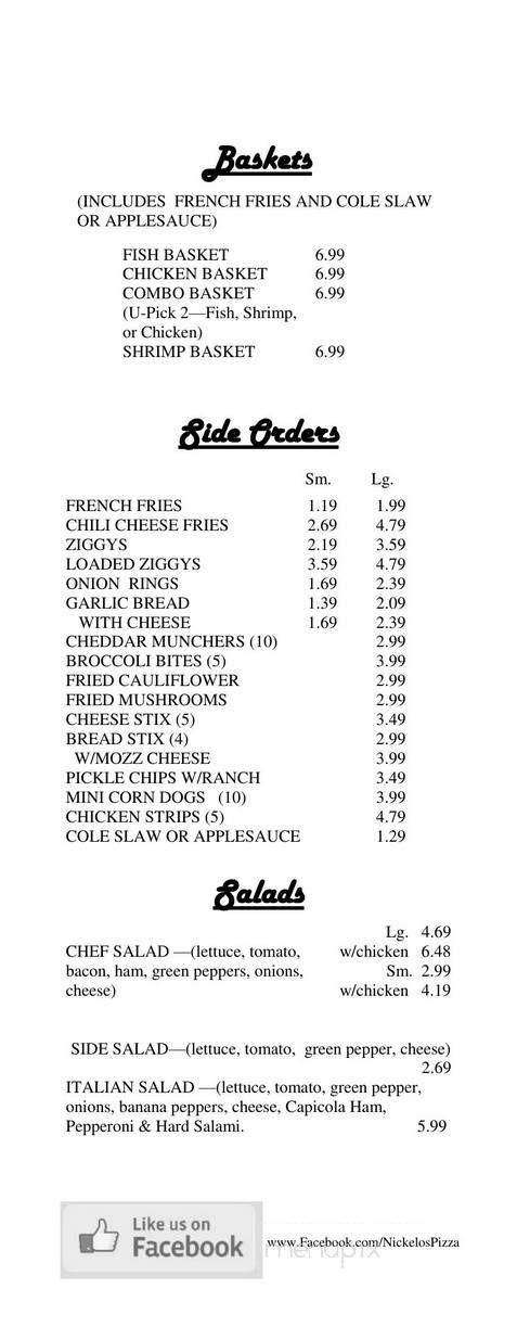 Nickelo's Pizza - Milan, IN menu_pic
