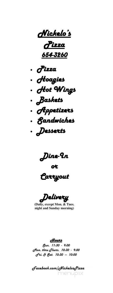 Nickelo's Pizza - Milan, IN menu_pic