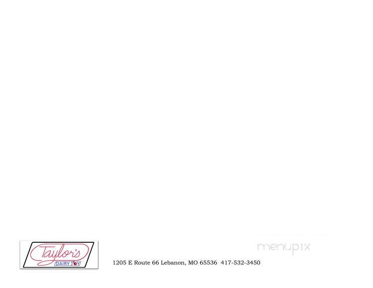 Taylor's Dairy Joy - Lebanon, MO menu_pic