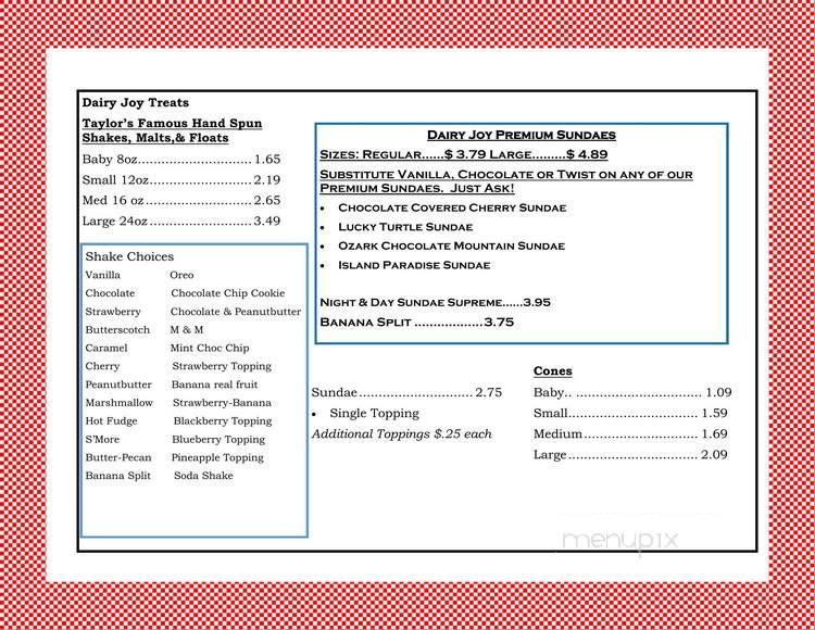Taylor's Dairy Joy - Lebanon, MO menu_pic