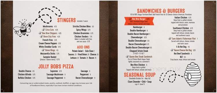 Bee Hive Inn - Neenah, WI menu_pic