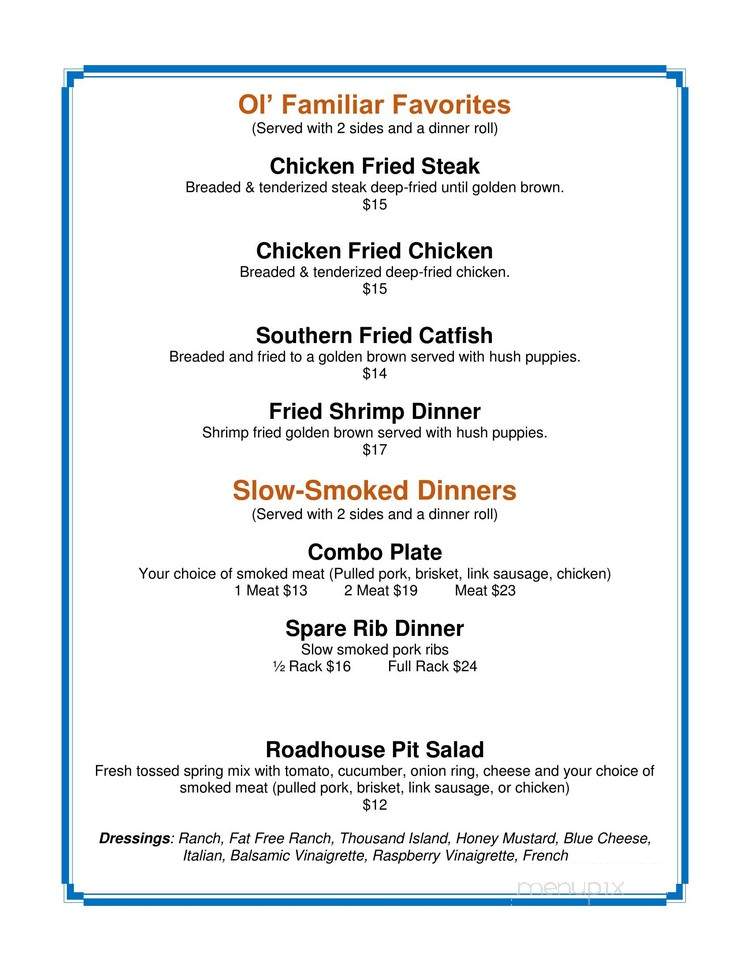 Roadhouse 125 - Afton, OK menu_pic