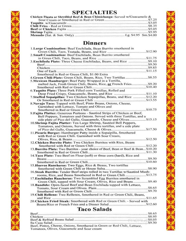 Su Casa Cafe - Sinclair, WY menu_pic