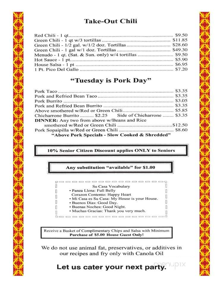 Su Casa Cafe - Sinclair, WY menu_pic