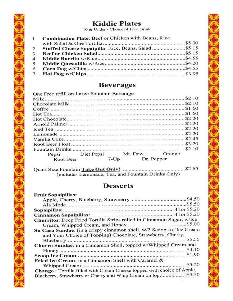 Su Casa Cafe - Sinclair, WY menu_pic