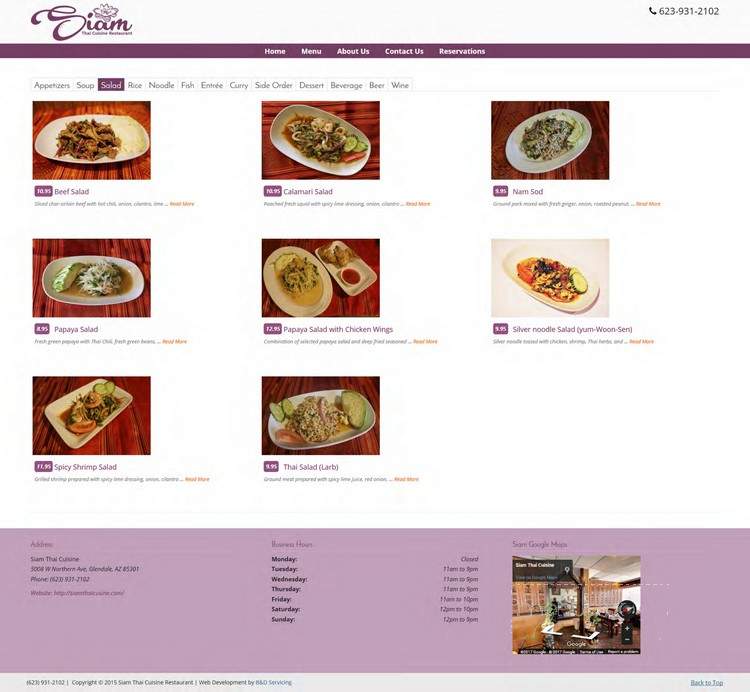 Siam Thai Cuisine - Glendale, AZ menu_pic