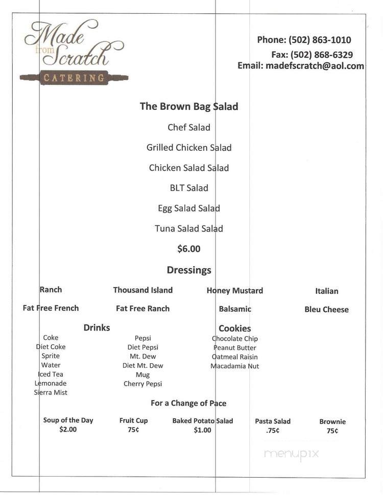 Made From Scratch - Georgetown, KY menu_pic
