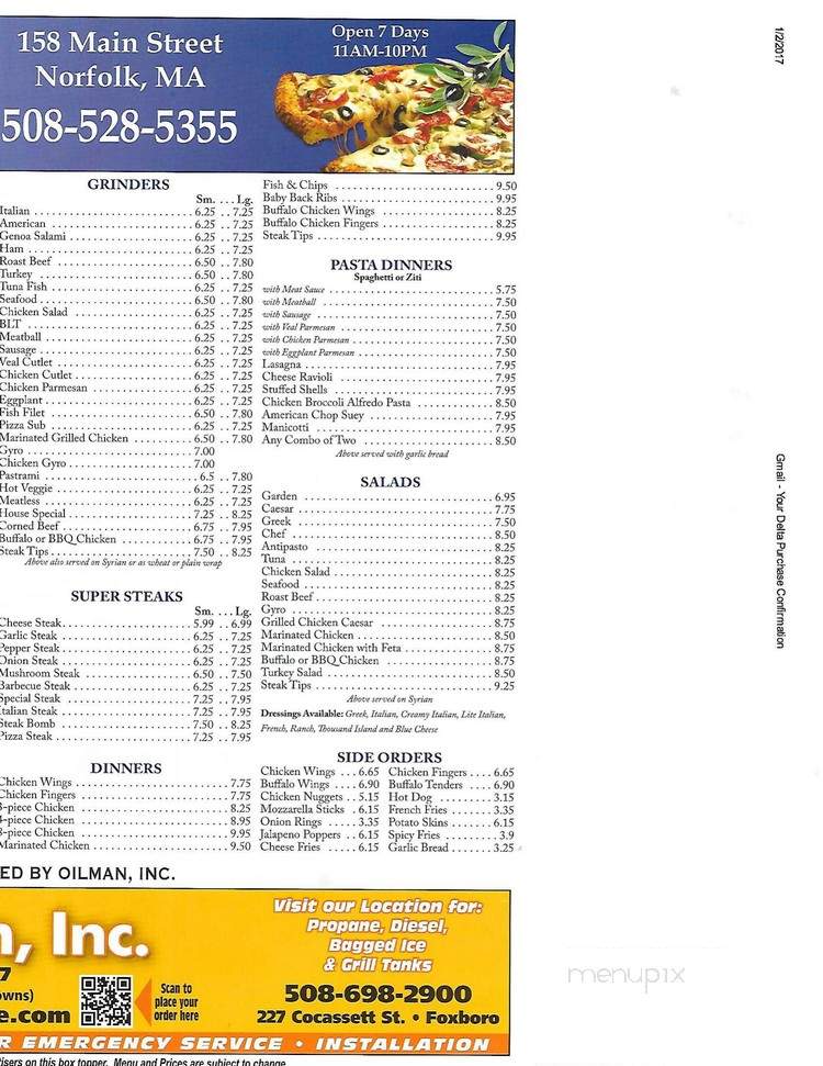 Norfolk Town Pizza - Norfolk, MA menu_pic