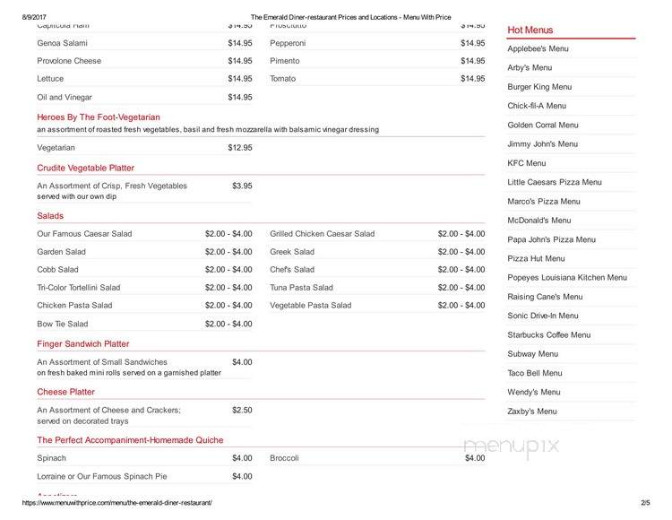 Emerald Diner - Hubbard, OH menu_pic