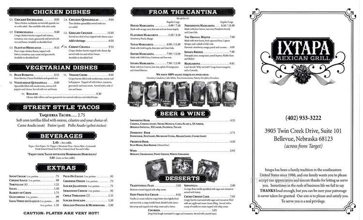 Ixtapa Mexican Grill - Bellevue, NE menu_pic