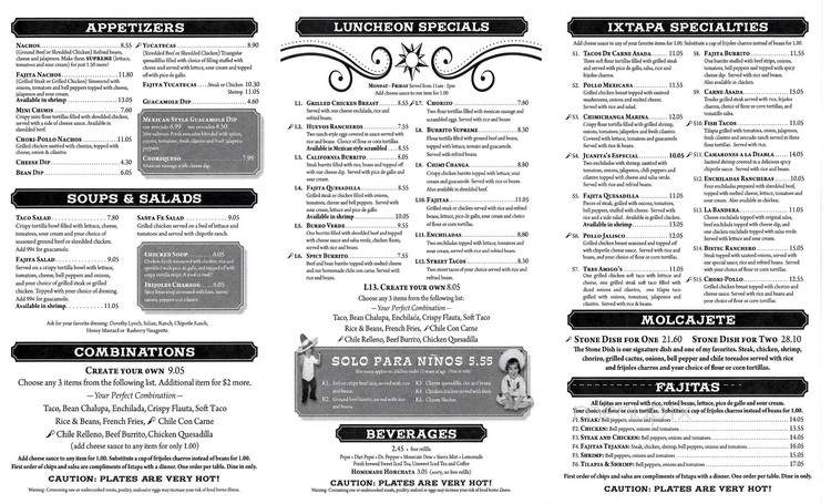 Ixtapa Mexican Grill - Bellevue, NE menu_pic