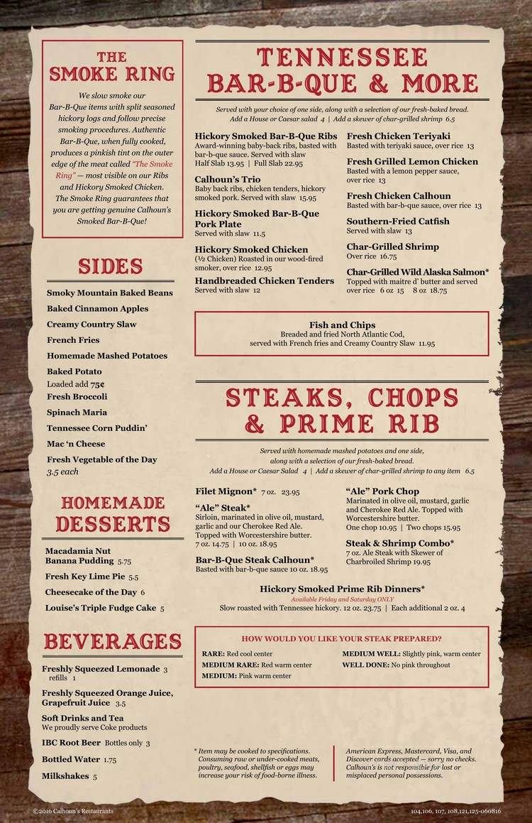 Carriage House Restaurant - Townsend, TN menu_pic