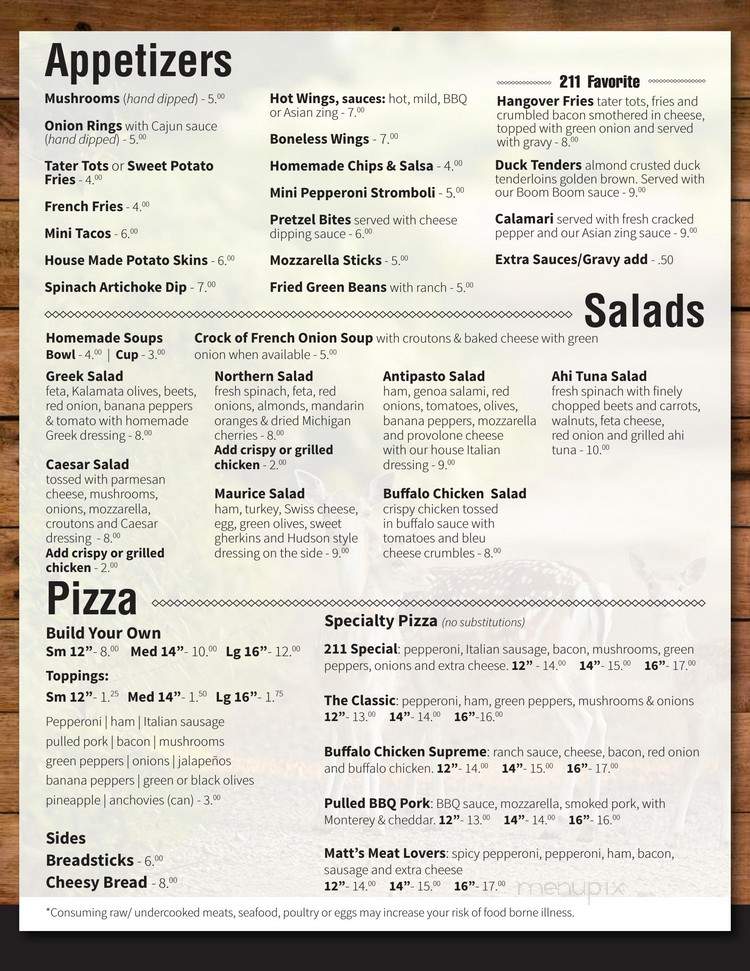 Dirty Duck - Cheboygan, MI menu_pic
