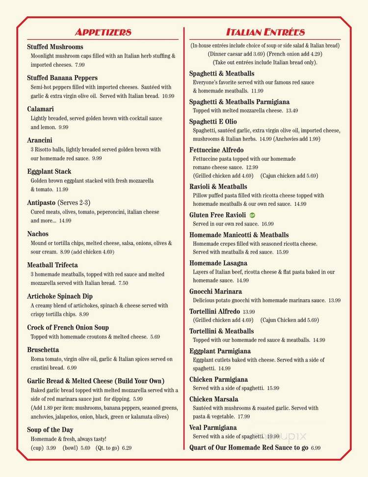 Bobby J's Italian American Grille - Buffalo, NY menu_pic