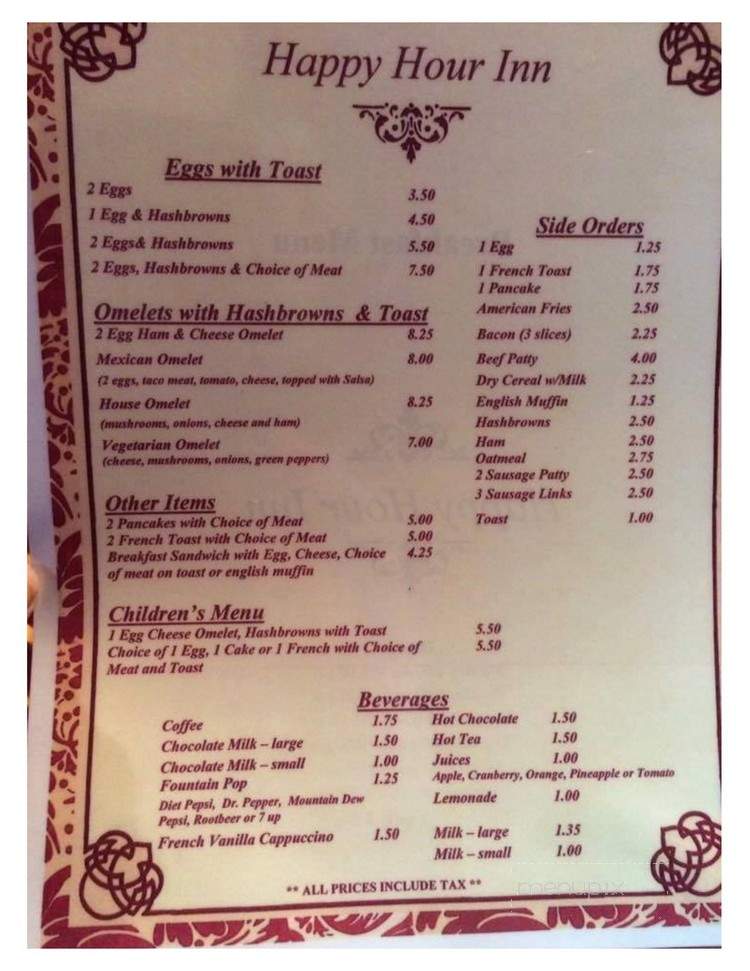 Happy Hour Inn - Glencoe, MN menu_pic