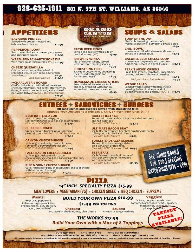 Goldie's Route 66 Diner - Williams, AZ menu_pic