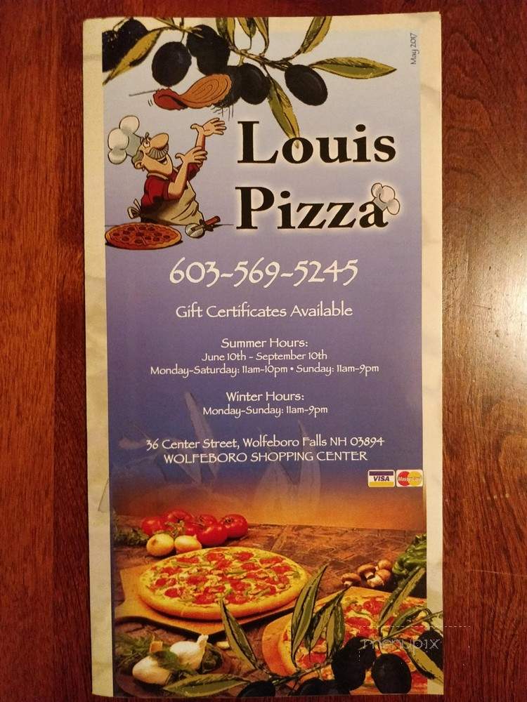 Menu of Louis Pizza in Wolfeboro Falls, NH 03896
