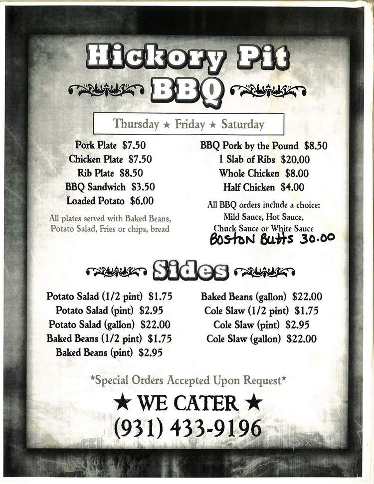 Chuck Wagon Restaurant - Fayetteville, TN menu_pic