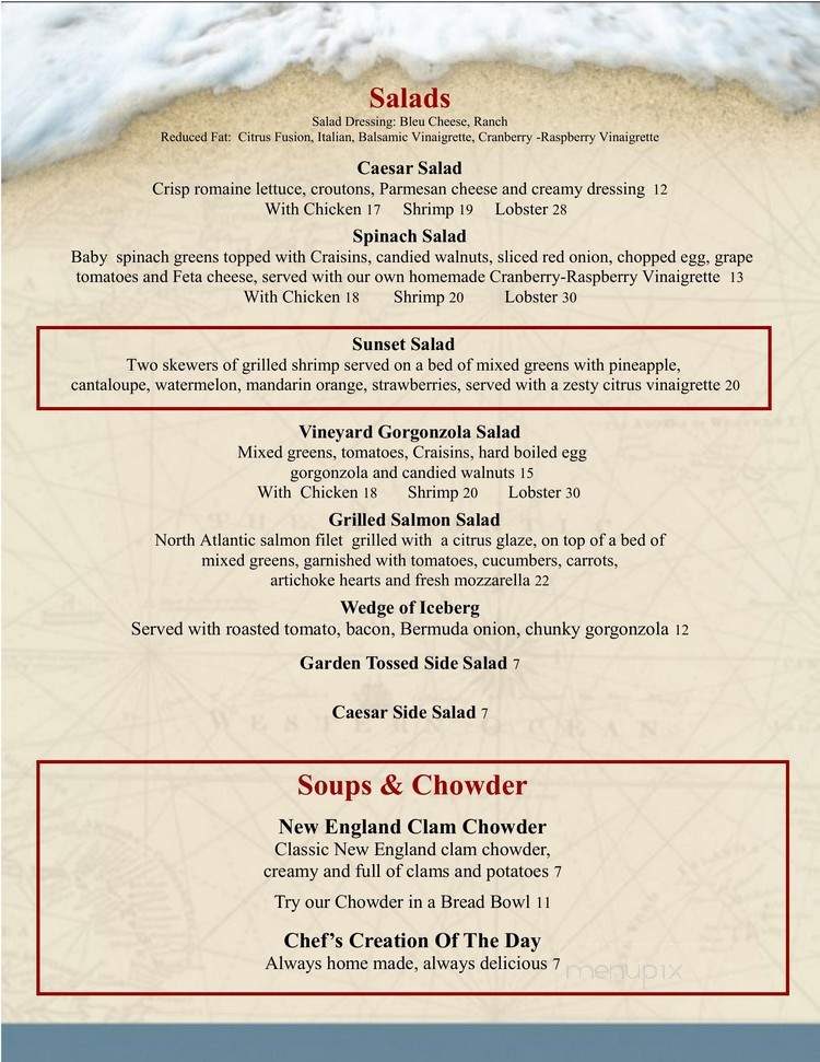 Lighthouse Inn - West Dennis, MA menu_pic