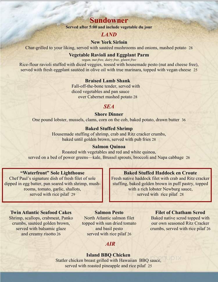 Lighthouse Inn - West Dennis, MA menu_pic