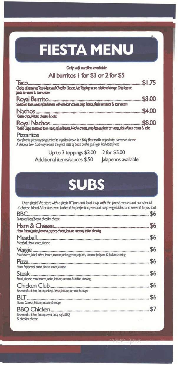 Royal Pizza - Northwood, OH menu_pic