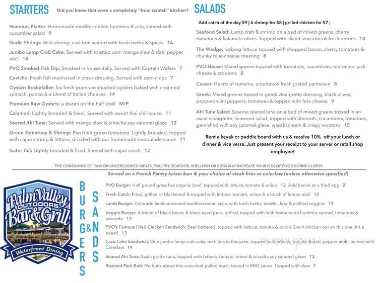 Palm Valley Outdoors Bar and Grill - Ponte Vedra Beach, FL menu_pic