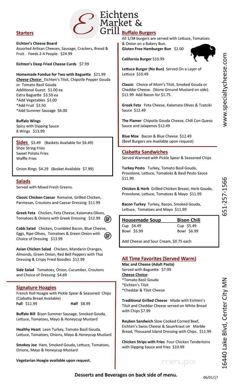 Eichten's Market & Bistro - Center City, MN menu_pic