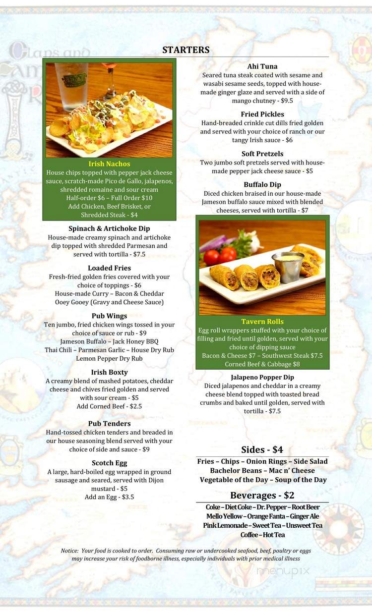 Angry Ginger Irish Pub - Jacksonville, NC menu_pic