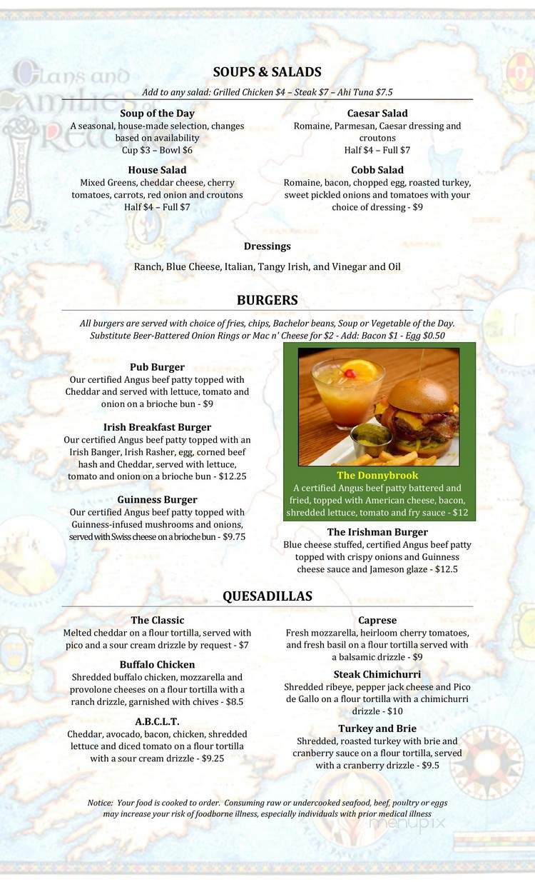 Angry Ginger Irish Pub - Jacksonville, NC menu_pic