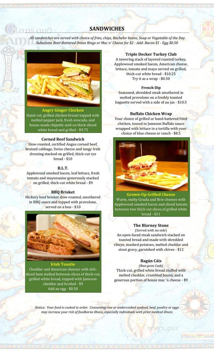 Angry Ginger Irish Pub - Jacksonville, NC menu_pic