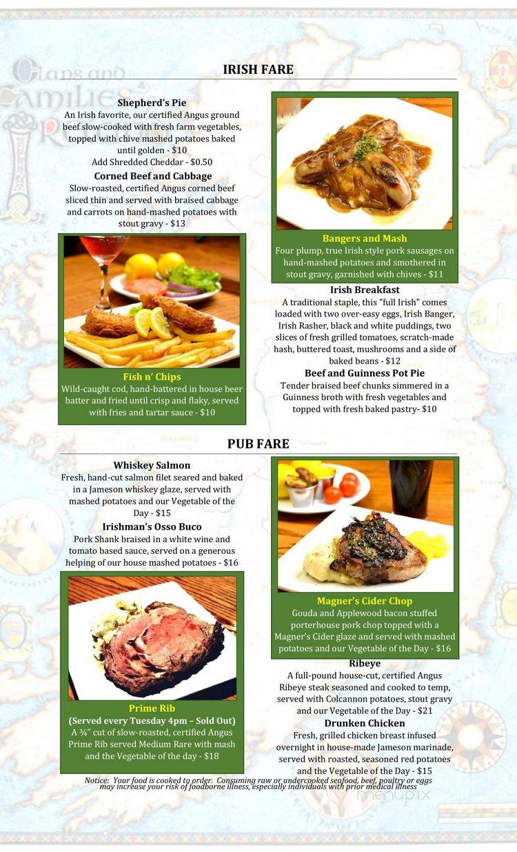 Angry Ginger Irish Pub - Jacksonville, NC menu_pic