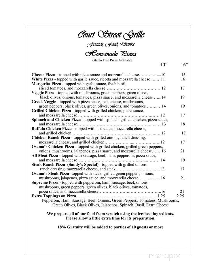Court Street Grille - Hickory, NC menu_pic