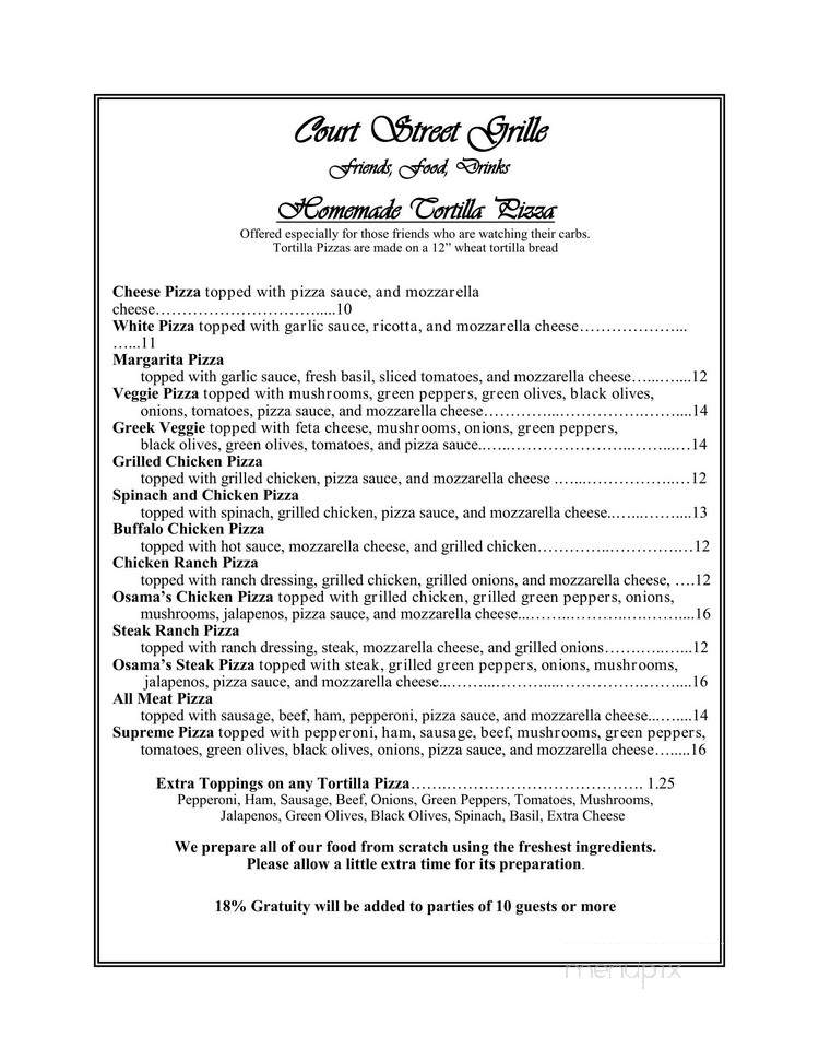Court Street Grille - Hickory, NC menu_pic