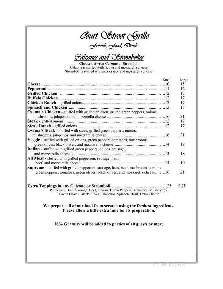 Court Street Grille - Hickory, NC menu_pic